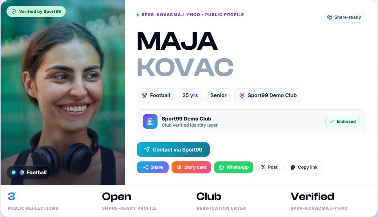 Sport99 public athlete profile