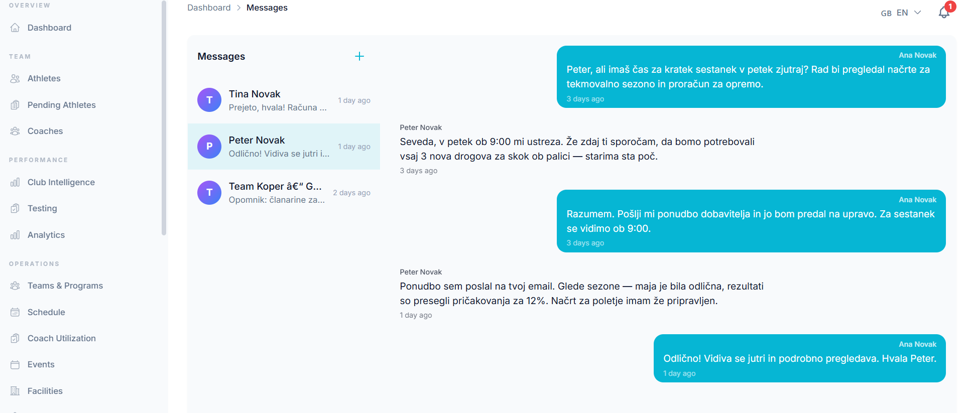 Sport99 club messaging inbox